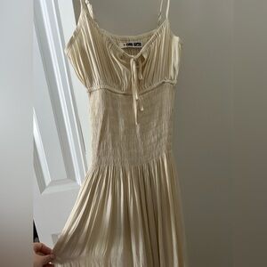 Ciao Lucia Cream Pleated Midi Dress